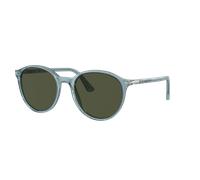 Persol Unisex Sunglass PO3350S - Frame color: Transparent Blue, Lens color: Green
