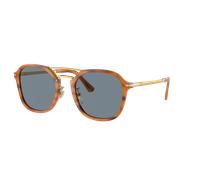 Persol Unisex Sunglass PO3352S - Frame color: Striped Brown, Lens color: Light Blue