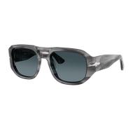Persol Unisex Sunglass PO3373S - Vincent - Frame color: Striped Grey, Lens color: Light Blue Gradient Dark Blue