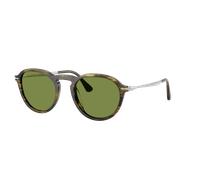 Persol Unisex Sunglass PO3383S - Frame color: Striped Black & Olive Green, Lens color: Green