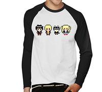 Persona 5 Phantom Thieves Pixel Art Men's Baseball Long Sleeved T-Shirt White/Black