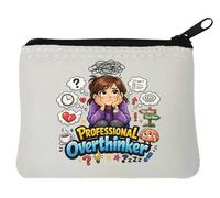 Persona Struggling with Overthinking Neoprene Coin Purse Pouch 10x11cm White