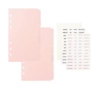 Personal A6 Dividers 6 Hole Transparent Binder Index Page Dividers with Tabs Plastic Tab Dividers with Stickers for Binders, Planner, Agenda (Pink - 2SET)