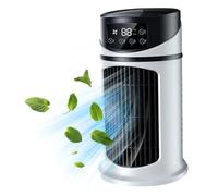 Personal Air Conditioners 9.5'' Tall Small Tower Fan 6 Speeds Portable AC with 300ML Water Tank 6H Timer Bladeless Fan Quiet Misting Fan for Office