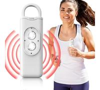 Personal Alarm for Women, 130DB Loud Siren and LED Strobe Light Alarms, Portable Safety Siren Panic Alarms with Keychain for Women Girls Kids and Elderly(White) (B)