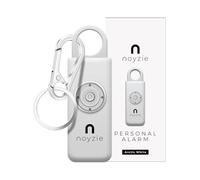 Personal Alarm NOYZIE Personal Safety Alarm with LOUD 125db Siren and 200-Lumen Strobing LED Light - Self Defence Rope Alarm Keyring Keychain for Women, Men, Elderly & Dog Walkers (White)