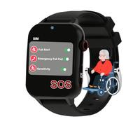 Personal Alarm Watch for Elderly with Fall Detection SOS Bracelet Multilingual Elderly Essentials,Black