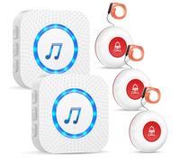 Personal Alarms For Elderly/Elderly Alarm Call Button/Sos Call Panic Button Alert/Alarm Bell For Elderly/ Patient 500ft With 1 Uk Plug-In Receiver 1 Waterproof Transmitter (2receiver & 3transmitters)