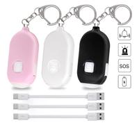 Personal Alarms for Women, 3 Packs 130dBs Rechargeable Self-Defense Security Alarm Keychains to Protect the Safety of Your Family, Children, Elderly
