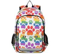 personal backpack for kids 8-12: casual bookbags for middle school in assorted colors - Colorful Dog Footprints