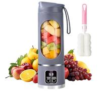 Personal Blender USB Rechargeable, 450ml Portable Juicer Blender, Upgraded Version, Fruit Mixer with 12 Blades Brush, Milkshakes Fresh Iced Drinks Protein Drinks for Home, Gym, Outdoor, Purple