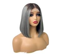 Personal Care 10 inch Bob Wig Human Hair 2x6 Lace Front Wigs Human Hair 250 Density For Black Women Hairs Extensions(Brown+Gray)
