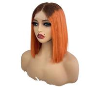 Personal Care 10 inch Bob Wig Human Hair 2x6 Lace Front Wigs Human Hair 250 Density For Black Women Hairs Extensions(Brown+Orange)