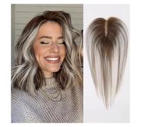 Personal Care 100% Remy Human Hair Toppers Silk Base Clip Pieces Brown Ombre Grey Ash White Hairs Topper in Hair Extension for Women Hair Loss Hairs Extensions