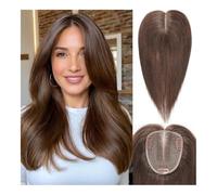 Personal Care 12in Human Hair Toppers for Women Real Human Hairpieces Ombre Light Blonde Hair Toppers Clip In Handcrafted Breathable Lace Base Hairs Extensions(Brown)
