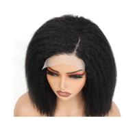 Personal Care 14 inch Kinky Straight Lace Front Wigs Pre Plucked Yaki 5X5 Short Bob Human Hair Wigs For Woman Natural Lace Closure Bob Wig Hairs Extensions