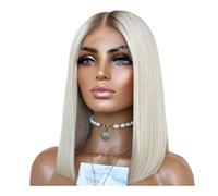 Personal Care 14 inchOmbre Ash Blonde Short Bob Wigs Dark Roots Colored Synthetic Lace Front Colored Straight Blonde Wig For Women Daily Use Hairs Extensions