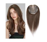 Personal Care 14inch Lace Base Human Hair Toppers for Women 4 Clips ，Pieces with Thinning Hair Natural Real Human Hair Toppers Hairs Extensions(Brown)
