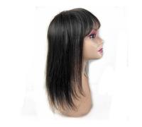 Personal Care 14x14 cm Natural Human Hair Toppers For Women Clip In Hair Piece with Bangs Fringe Hair Extensions Cover Hair Remy Hairs Extensions(10 Inches,Natural Black)