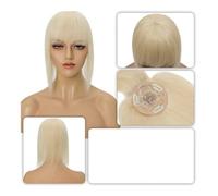 Personal Care 8.5x8.5 cm Hair Toppers Human Hair For Women Mono Wigs Hair Clip With Bangs Straight Hairpiece Invisable Clip In Hair Extensions Hairs Extensions(18 inches,Blonde)