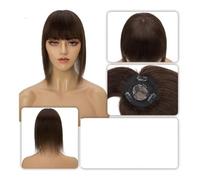Personal Care 8.5x8.5 cm Hair Toppers Human Hair For Women Mono Wigs Hair Clip With Bangs Straight Hairpiece Invisable Clip In Hair Extensions Hairs Extensions(14 inches,Brown)