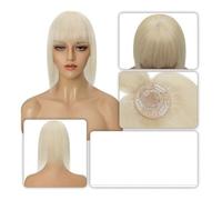 Personal Care 8.5x8.5 cm Hair Toppers Human Hair For Women Mono Wigs Hair Clip With Bangs Straight Hairpiece Invisable Clip In Hair Extensions Hairs Extensions(14 inches,Platinum Blonde)