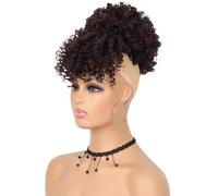 Personal Care Afro Puff Drawstring Ponytail with Bangs Pineapple Updo Hair for Black Women, Short Kinky Curly Pony tail Hairs Extensions(Chocolate Brown)
