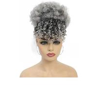 Personal Care Afro Puff Drawstring Ponytail with Bangs Pineapple Updo Hair for Black Women, Short Kinky Curly Pony tail Hairs Extensions(Grey)