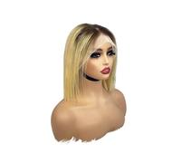 Personal Care Brazilian Straight Bob Wig Human Hair 10 inch 13x4 HD Lace Front Wigs 250 Density Glueless for Black Women Hairs Extensions(Brown+blonde)