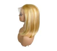Personal Care Dark Blonde Highlight Bob Wig Human Hair Short Straight 13X4 Lace Front wigs for Women 180 Density Hairs Extensions(12inch)