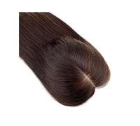 Personal Care Dark Brown Human Hair Topper Silk Base Top Breathable Remy Hairs Piece with Clips in for Women Hairs Extensions(18 inch,15x17cm)