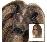 Personal Care Hair Toppers 8x10cm Hand Made Fine Mono Base Women Topper Clip In Human Hair Extensions 6-14inch Straight Hair Single Knot Mono Hairpiece Hairs Extensions(10inches)