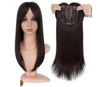 Personal Care Hair Toppers for Women 18'' Striaght Topper Hairs with Bang for Thinning Haires Synthetic Hairpieces Bangs Hair Extension Hairs Extensions(Dack Brown)