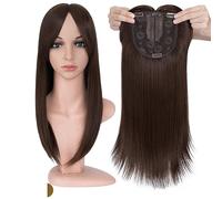Personal Care Hair Toppers for Women 18'' Striaght Topper Hairs with Bang for Thinning Haires Synthetic Hairpieces Bangs Hair Extension Hairs Extensions,Chocolate Brown