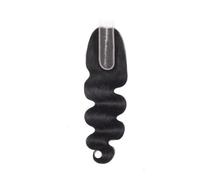 Personal Care Human Hair Body Wave Brazilian Remy Hair Middle Part Transparent Swiss 2x6 inch Lace Closure with Natural Black Color Hairs Extensions(8inch)