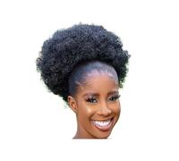 Personal Care Large Afro Synthetic Puff Drawstring Ponytail 10 Inch Short Kinky Curly Hair Pony tail Hair Extensions with 2 Clips Hairs Extensions(Jet black)