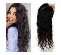 Personal Care Loose Wavy Human Hair Topper for Women with Thinning Hair,Silk Base Toupee with 4 Clips, 8-22" Wavy Curly Hand-Tied Remy Hair Pieces Hairs Extensions,14 Inches-12X13cm