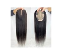 Personal Care Natural Black Human Hair Topper Silk Base Top Toupee Breathable Remy Hair Piece with Clips in for Women Hairs Extensions(8 inch,11x13cm)