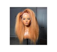 Personal Care Ombre Brown Blonde Kinky Straight Lace Front Wigs For Black Women, Pre Plucked Heat Resistant Lace Front Yaki Wig 180 Density Hairs Extensions(26inch)