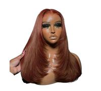 Personal Care Reddish Brown Lace Front Wigs,Straight Hair Synthetic Glueless Heat Resistant Fiber Wig for Fashion Women (13X4X1) Hairs Extensions(26inch)