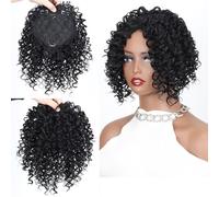 Personal Care Synthetic Short Afro Curly Hair Toppers Brown Blonde Mixed Color Hairs Toupee Piece for Women and Men Increase Haires Volume Hairs Extensions(Jet Black)