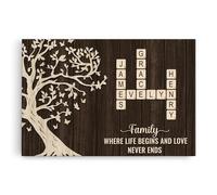 Personal Chic Custom Canvas Name - Family Tree Crossword - Canvas Prints Wall Art, Family Canvas, Crossword Canvas, Family Scrabble Frame Personalised (Model #8)
