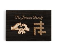 Personal Chic Custom Canvas Name - Hand Holding - Canvas Prints Wall Art, Family Canvases, Crossword Canvases, Family Scrabble Frame Personalised (4 Kids)