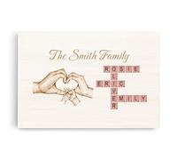 Personal Chic Custom Canvas Name - Hand Holding - Canvas Prints Wall Art, Family Canvases, Crossword Canvases, Family Scrabble Frame Personalised (2 Kids)