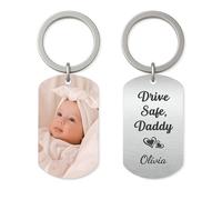 Personal Chic Custom Keychain - Drive Safe Daddy - Personalised keyring photo, Dad keyring, Keyrings for men, Photo keyring, Personalised key ring (Model #3)
