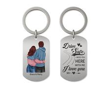 Personal Chic Custom Keychain - Drive Safe I Love You - Personalised Keyring, Engraved Keyring Personalised, Keychain For Boyfriend, Personalised Key Rings Men, Key Ring For Him (Clipart)
