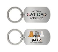 Personal Chic Custom Keychain - This Cat Dad Belongs To - Personalised Keyring, Cat keyring, Engraved Keyring Personalised, Cat mum gifts (#5)