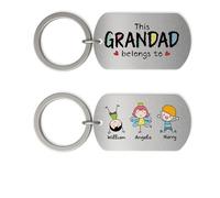 Personal Chic Custom Keychain - This Daddy Belongs to - Personalised Keyring, Engraved Keyring Personalised, Keyring For Dad, Personalised Key Rings Men (2 kids)