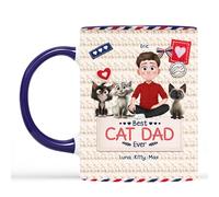 Personal Chic Custom Mug Name - Best Cat Dad Ever - Cat dad Gifts, Cats Mum Gifts, Personalised Cats Mug, Cats dad Mugs for Men (Male #3)