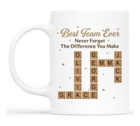 Personal Chic Custom Mug Name - Best Team Ever Crossword Puzzle - Thoughtful Gifts for Boss, Mugs for Work Colleagues, Funny Office Mug, Colleague Mugs, Work Bestie Gifts, Leaving Present (Model #1)